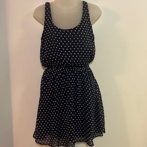 Mimi Chica Polka Dot Fit & Flare Mini Dress Navy & White Sleeveless Skater